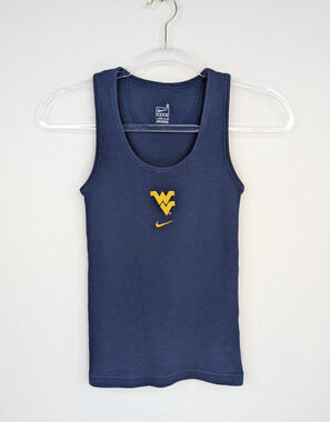 Nike Team West Virginia WVU Womens Small Waffle Knit Tank Top Navy NCAA
